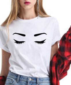 Fashion Brand T-shirt for Women Short Sleeve Loose Fit Summer Clothes Print Eyelash Funny Graphic Women Tshirt Casual Tee Shirt